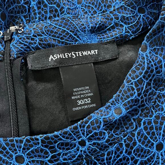 Blue Lace Overlay Blouse Plus Size 5X Office Career Work - Picture 8 of 9